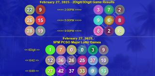 February 27, 2025 Thursday Lotto 6/42, SuperLotto 6/49 plus 2D, 3D, 6Digit PCSO Official Lotto Game Results